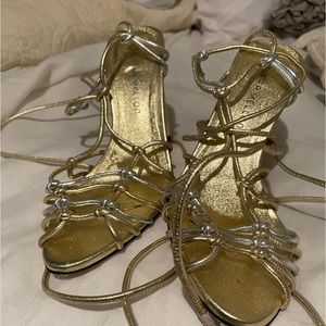 Tamara Mellon gold and silver heels